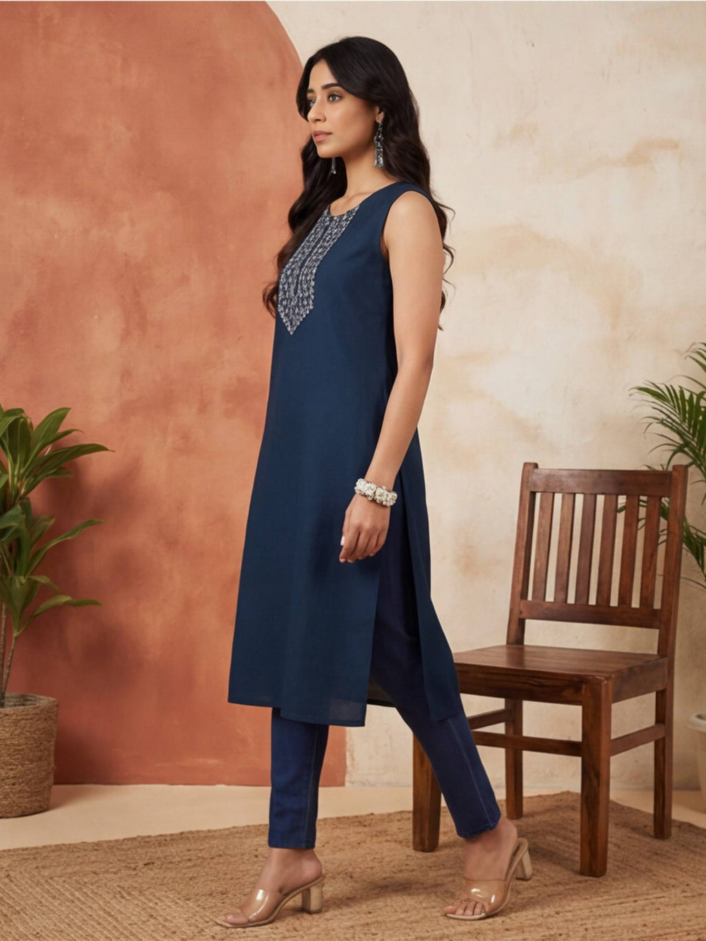 Women Maroon Thread Embroidered Cotton Kurta | KDG - view 14