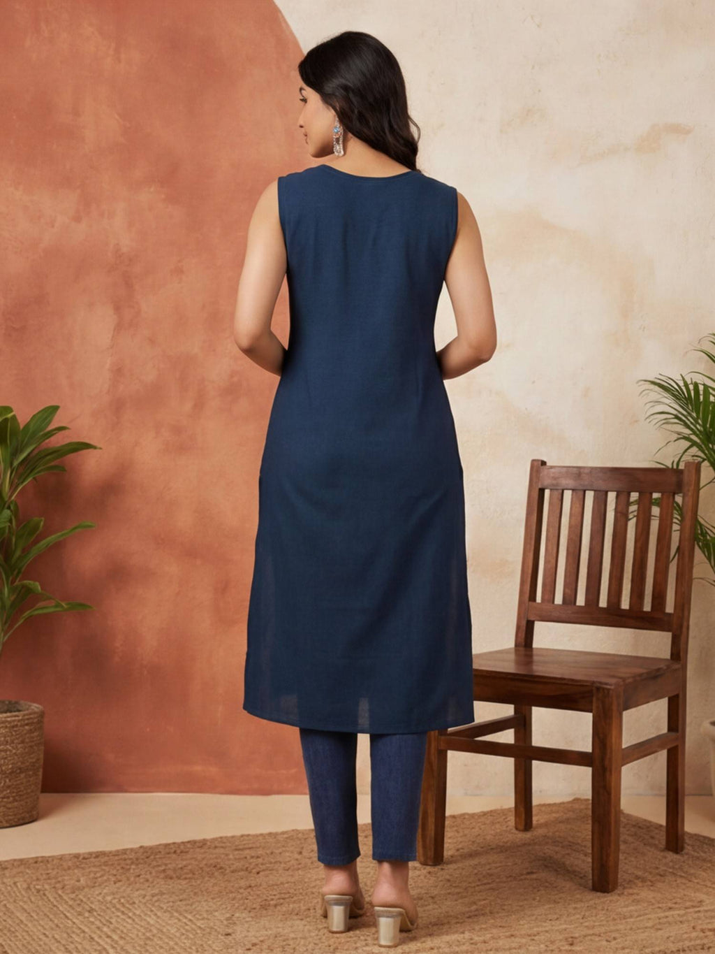 Women Maroon Thread Embroidered Cotton Kurta | KDG - view 15