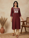 Blue Solid Thread Work Sleeveless Kurta | FY93 - view 13