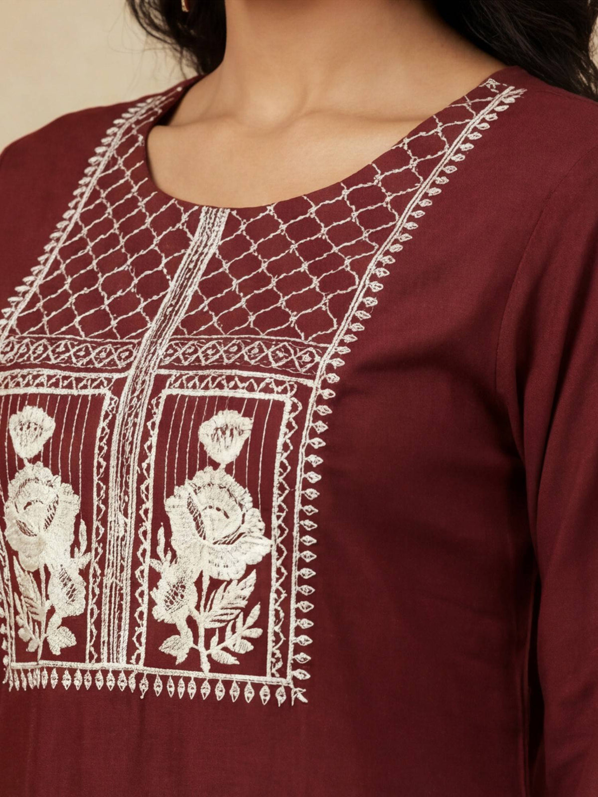Blue Solid Thread Work Sleeveless Kurta | FY93 - view 18