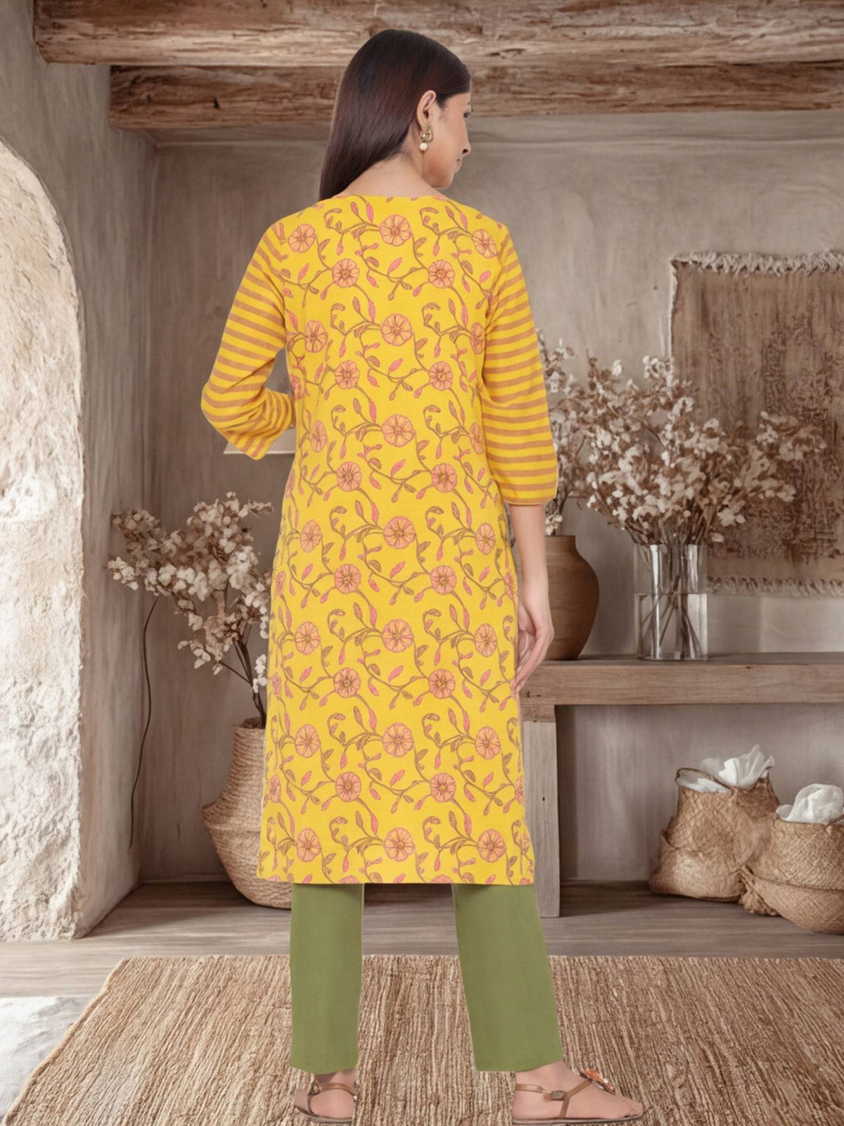 Floral Straight Pure Cotton Kurta | FY93 - view 27