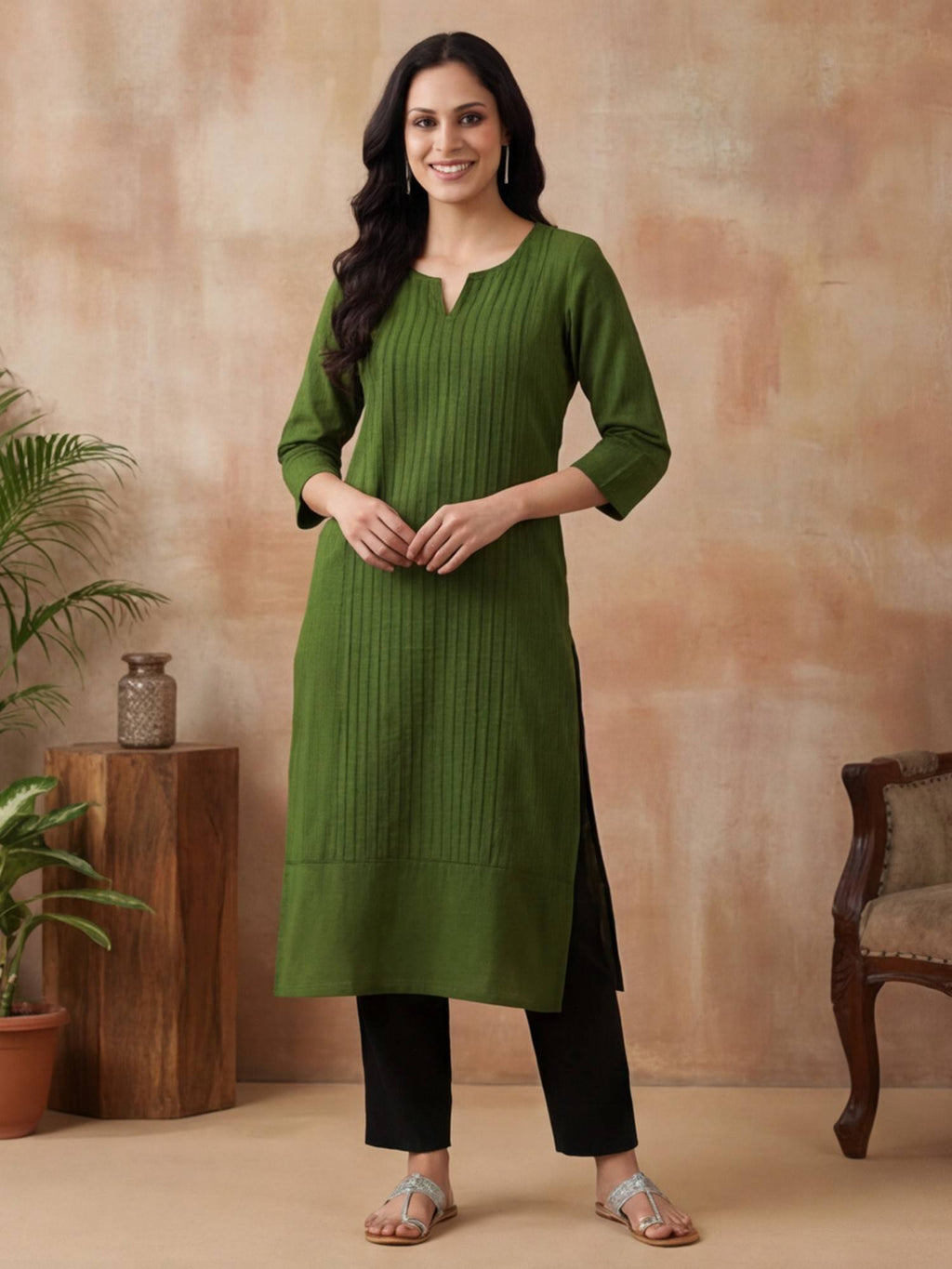Woven Design Straight Pure Cotton Kurta | U3S - view 13