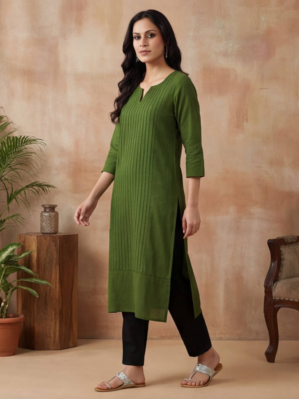 Woven Design Straight Pure Cotton Kurta | FY93 - view 14