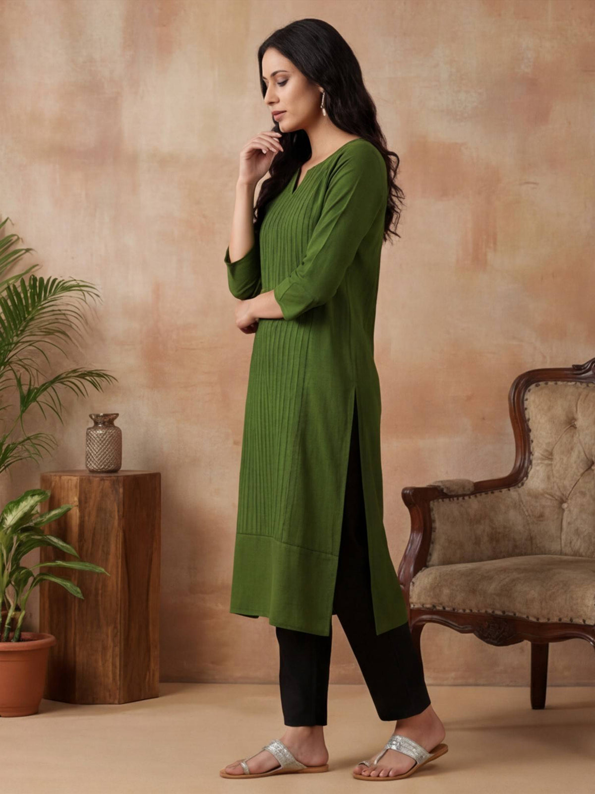 Woven Design Straight Pure Cotton Kurta | FY93 - view 16