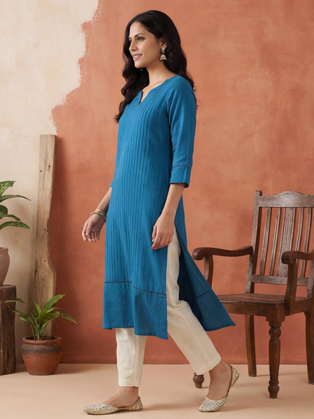 Women Black Woven Design Embroidered Straight Pure Cotton Kurta | KDG - view 8