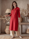 Women Yellow Woven Design Embroidered Straight Pure Cotton Kurta | U3S - view 13