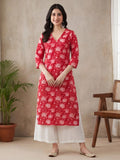 Floral Printed Straight Pure Cotton Kurta | KDG - view 7