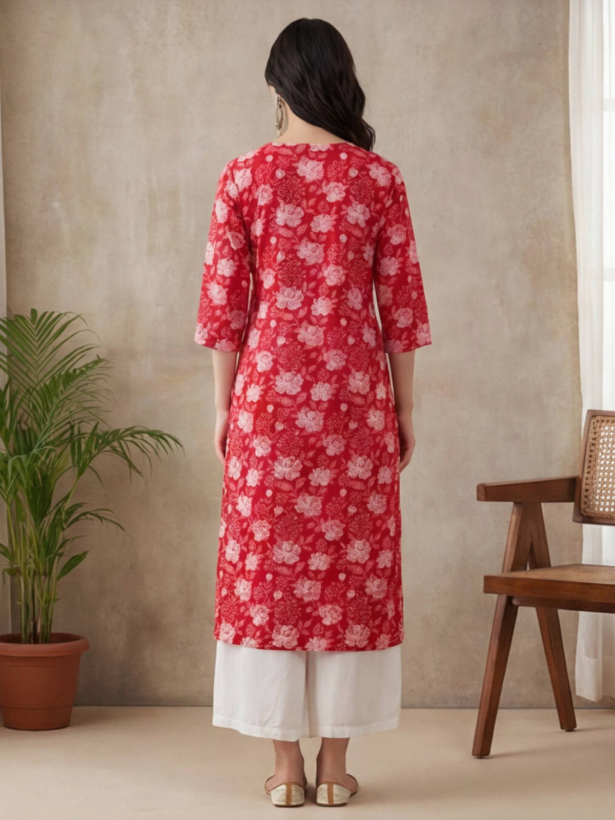 Floral Printed Straight Pure Cotton Kurta | KDG - view 9