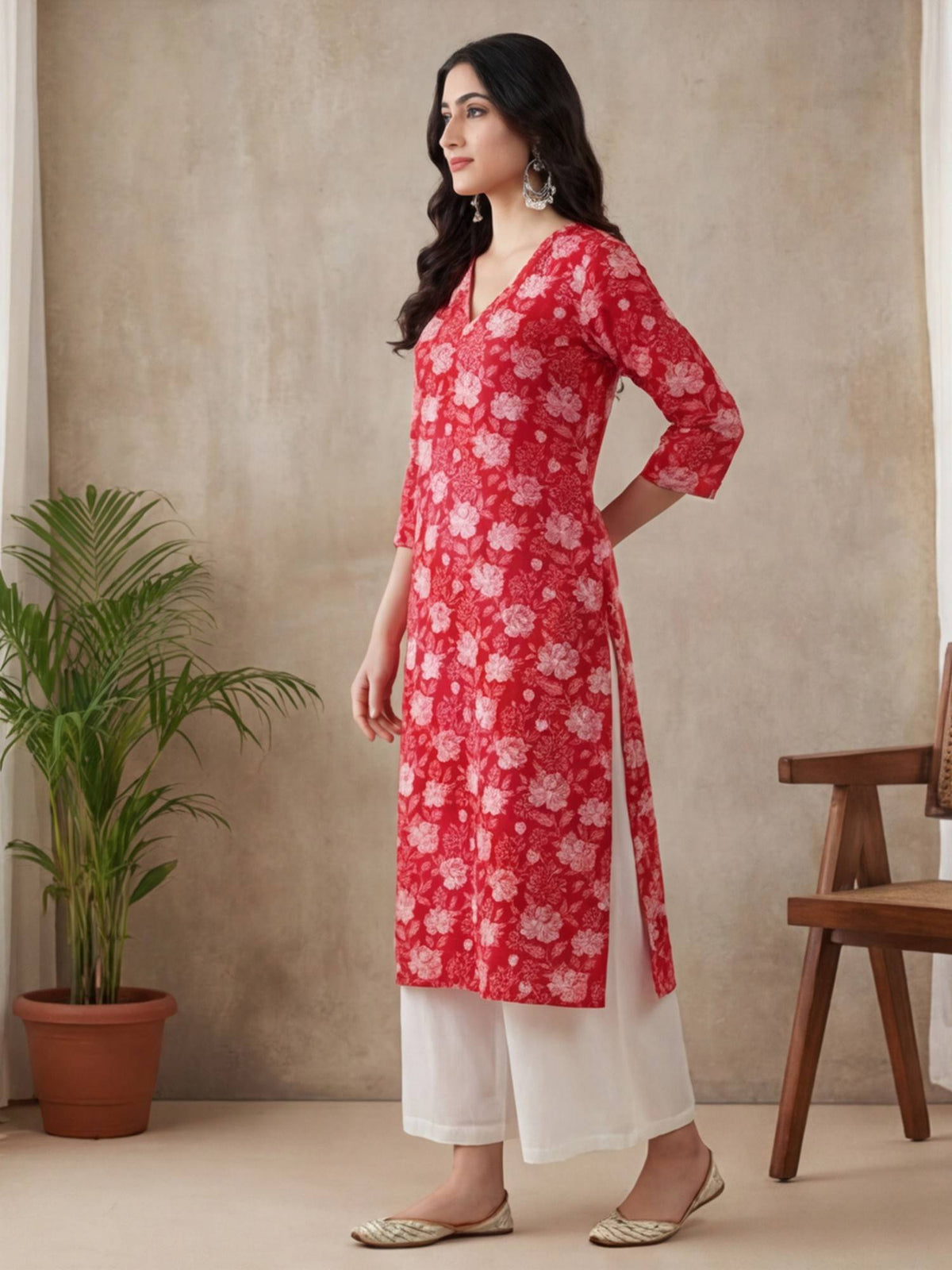 Floral Straight Pure Cotton Kurta | FY93 - view 10