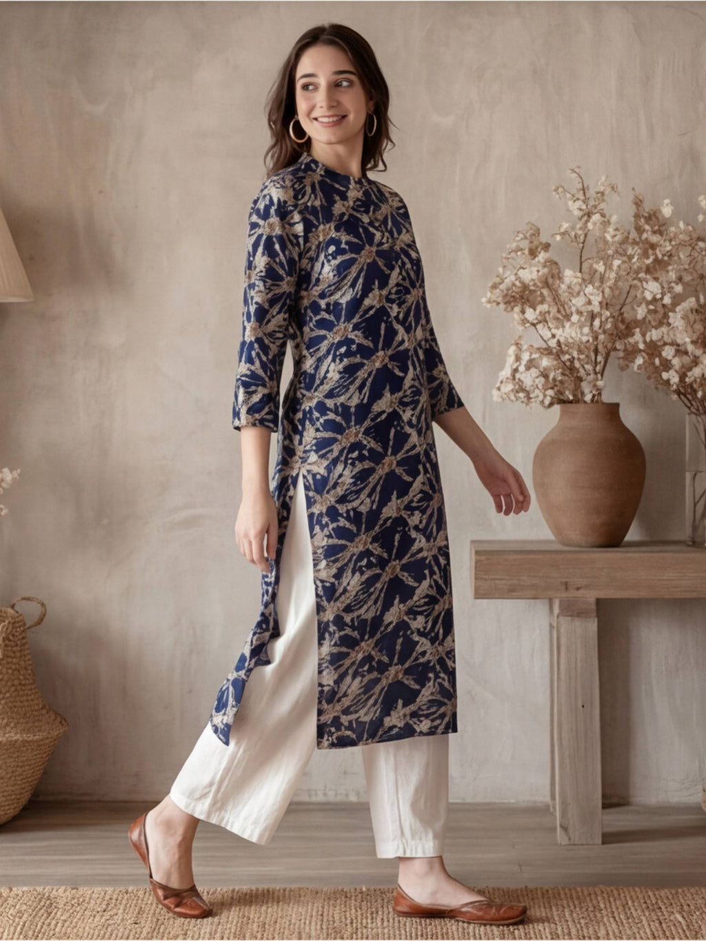 Women Maroon Thread Embroidered Cotton Kurta | KDG - view 8