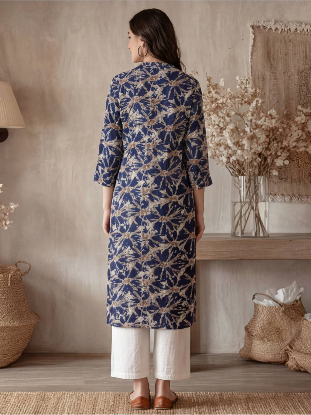 Women Maroon Thread Embroidered Cotton Kurta | KDG - view 9
