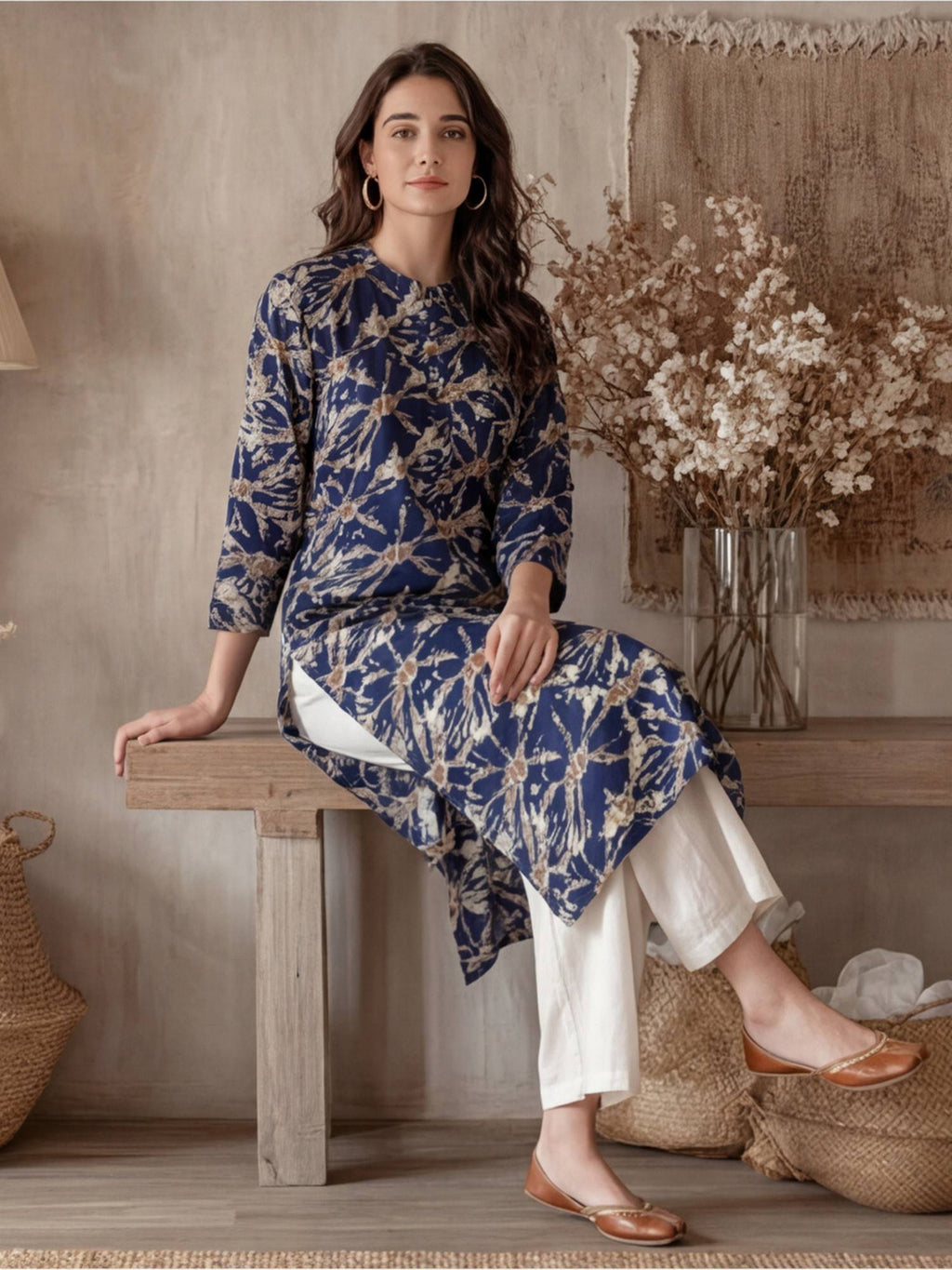 Women Maroon Thread Embroidered Cotton Kurta | KDG - view 10