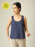 Women Round Neck Tank Top - Navy Blue | TT98 - view 1