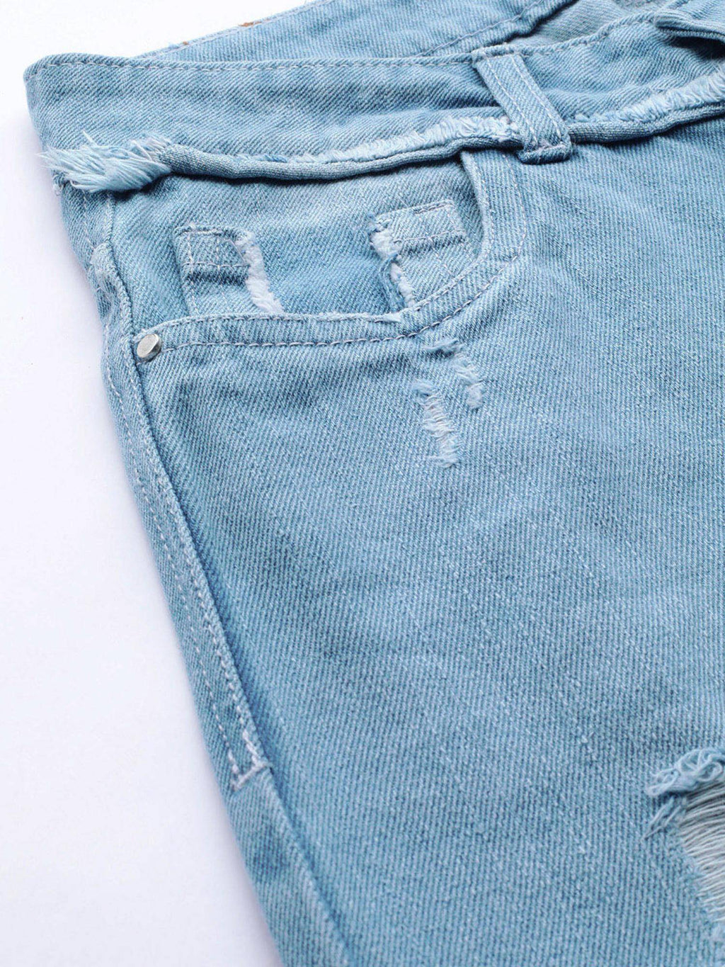 Blue Relaxed Fit Mid Rise Distressed Jeans | RF89 - view 6