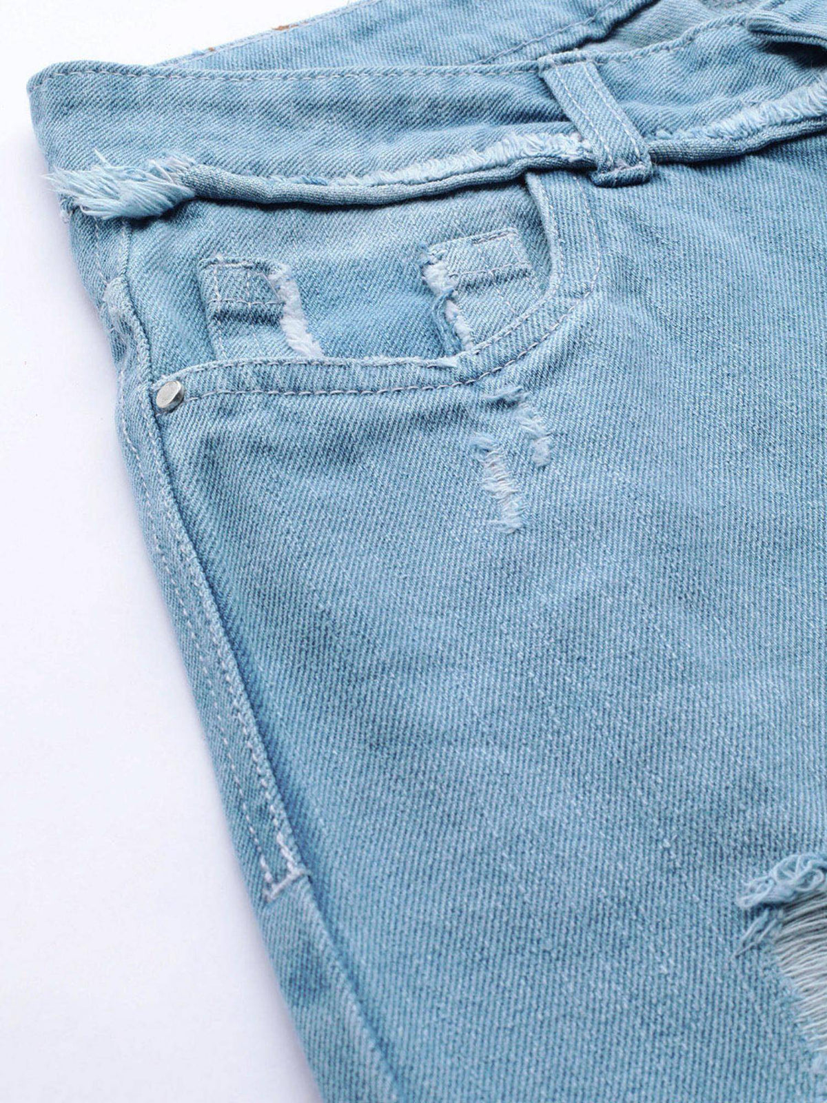 Blue Relaxed Fit Mid Rise Distressed Jeans | RF89 - view 6