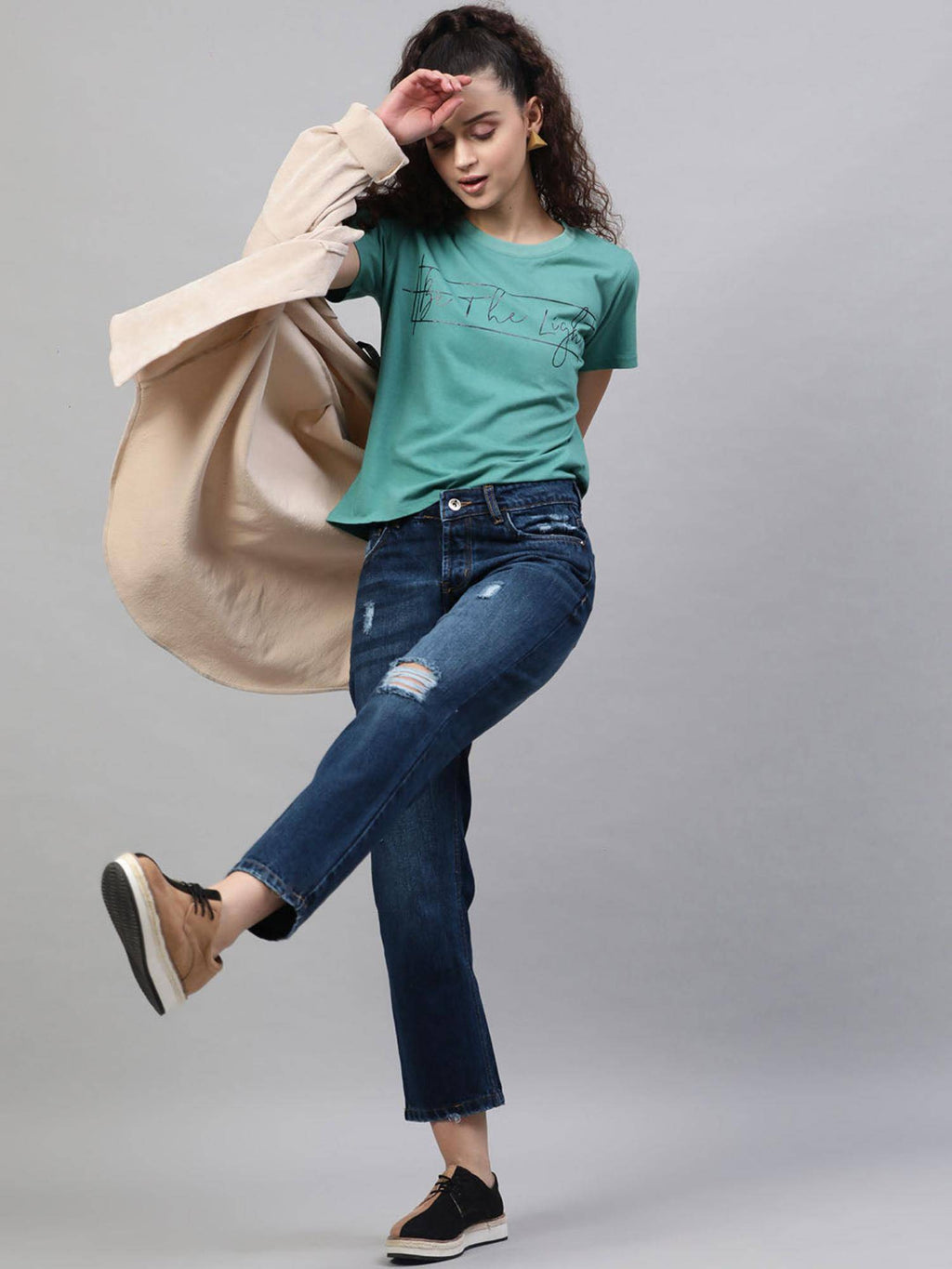 Navy Blue Straight Fit Mid Rise Distressed Jeans | ST23 - view 4