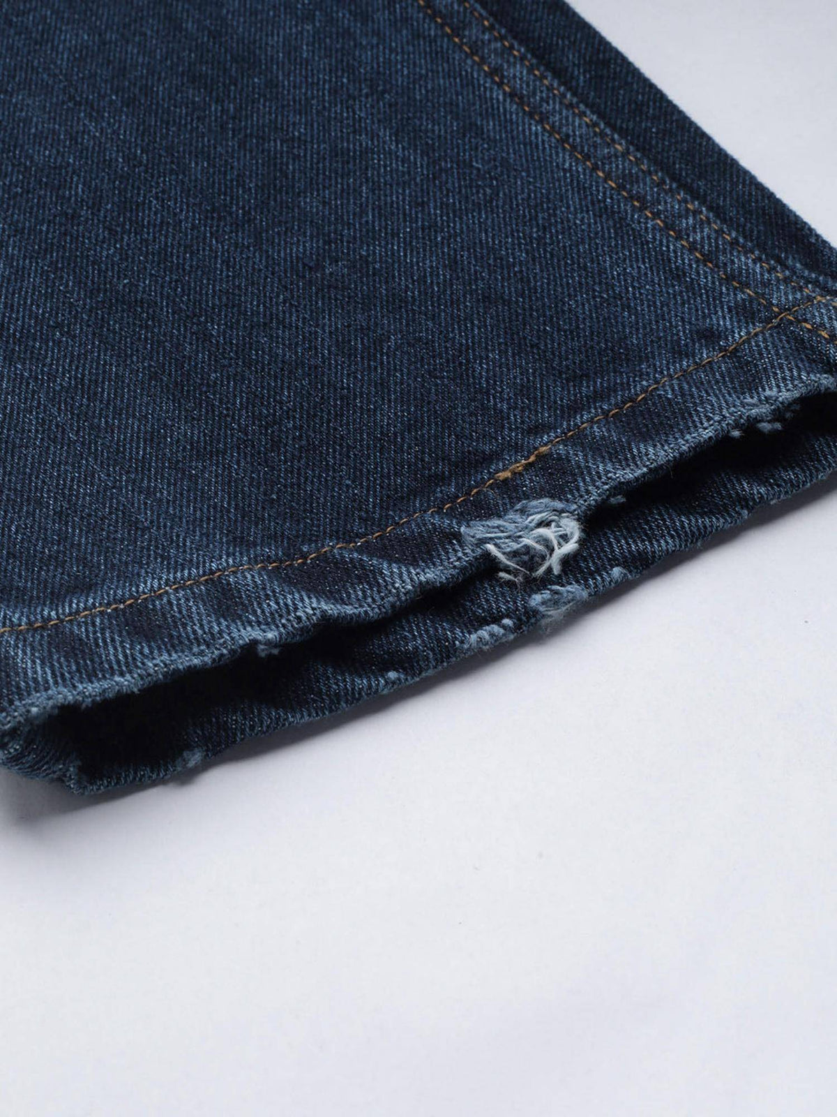 Navy Blue Straight Fit Mid Rise Distressed Jeans | ST23 - view 7