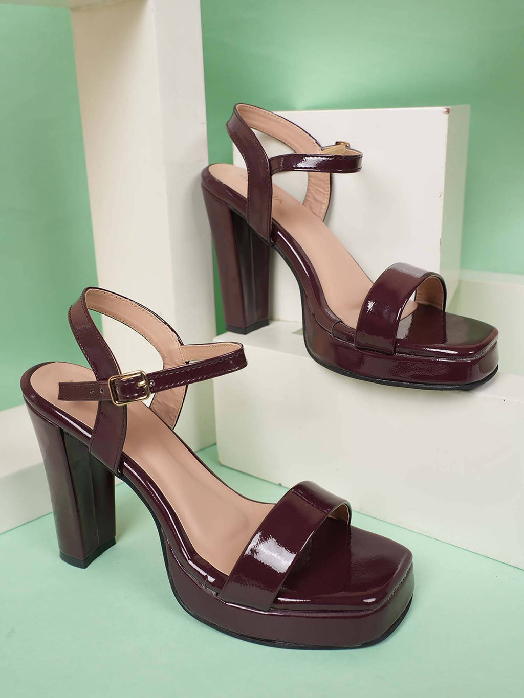 Maroon Women's Heel Sandals | H78 - view 2
