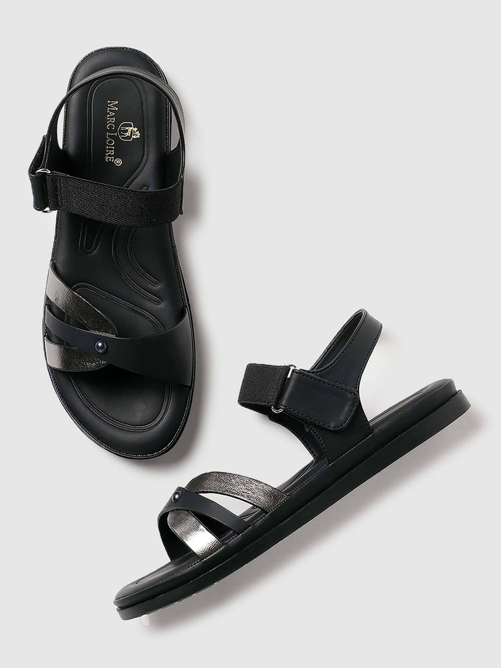 Women'S Black Velcro Sandals | SD89 - view 2
