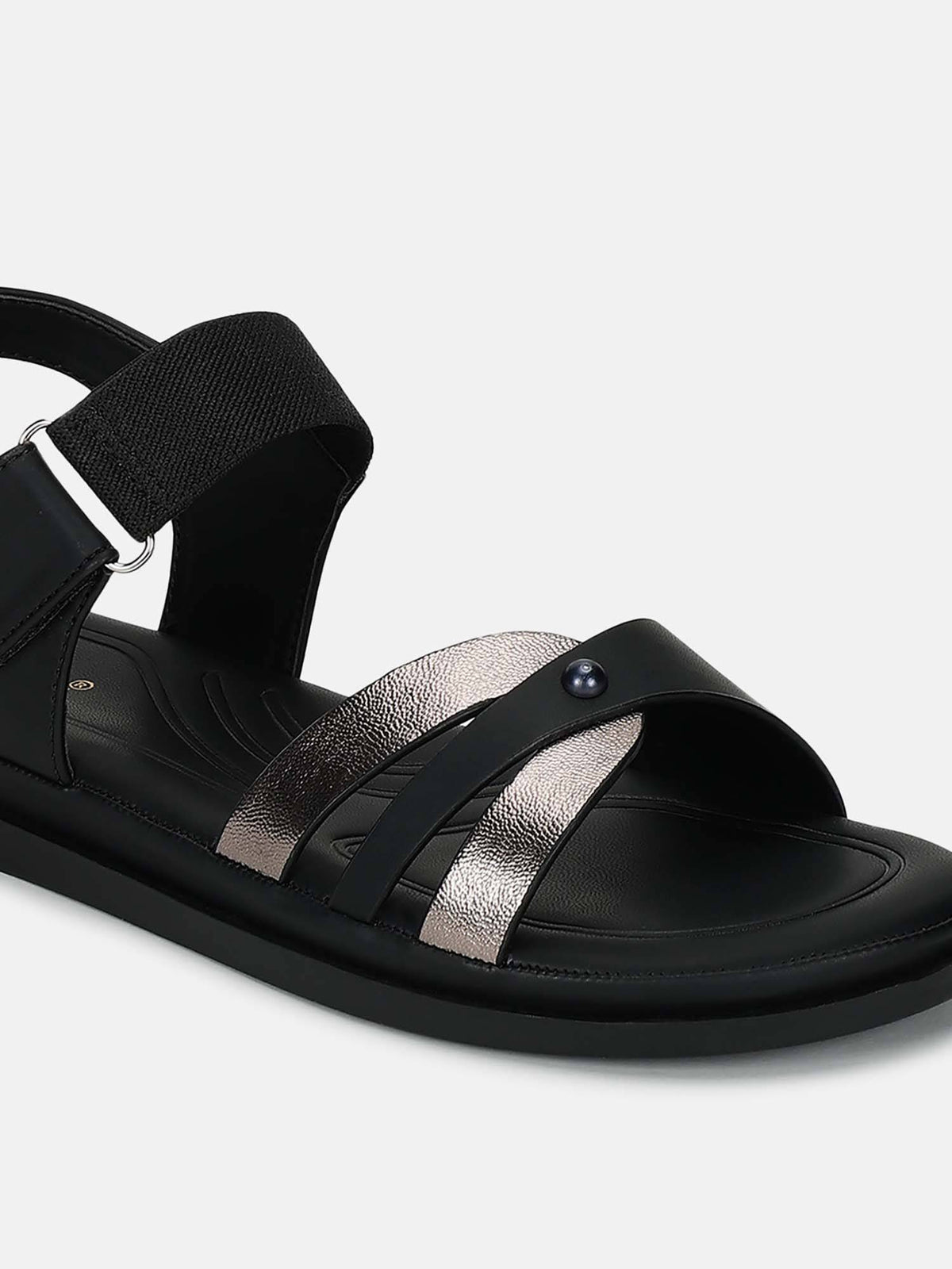 Women'S Black Velcro Sandals | SD89 - view 3
