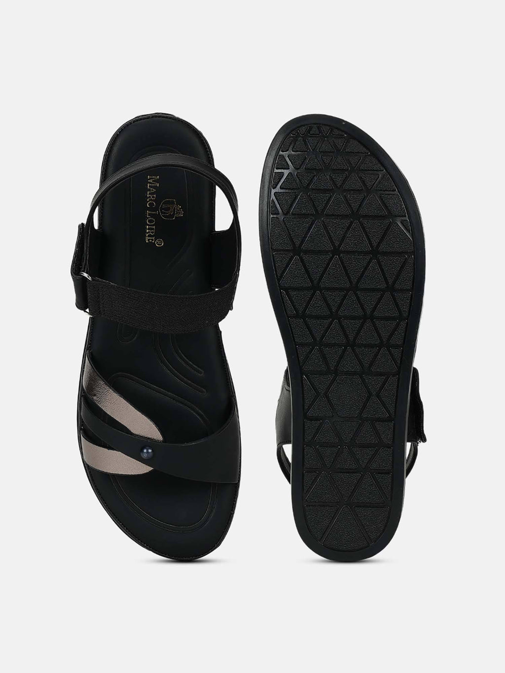Women'S Black Velcro Sandals | SD89 - view 4