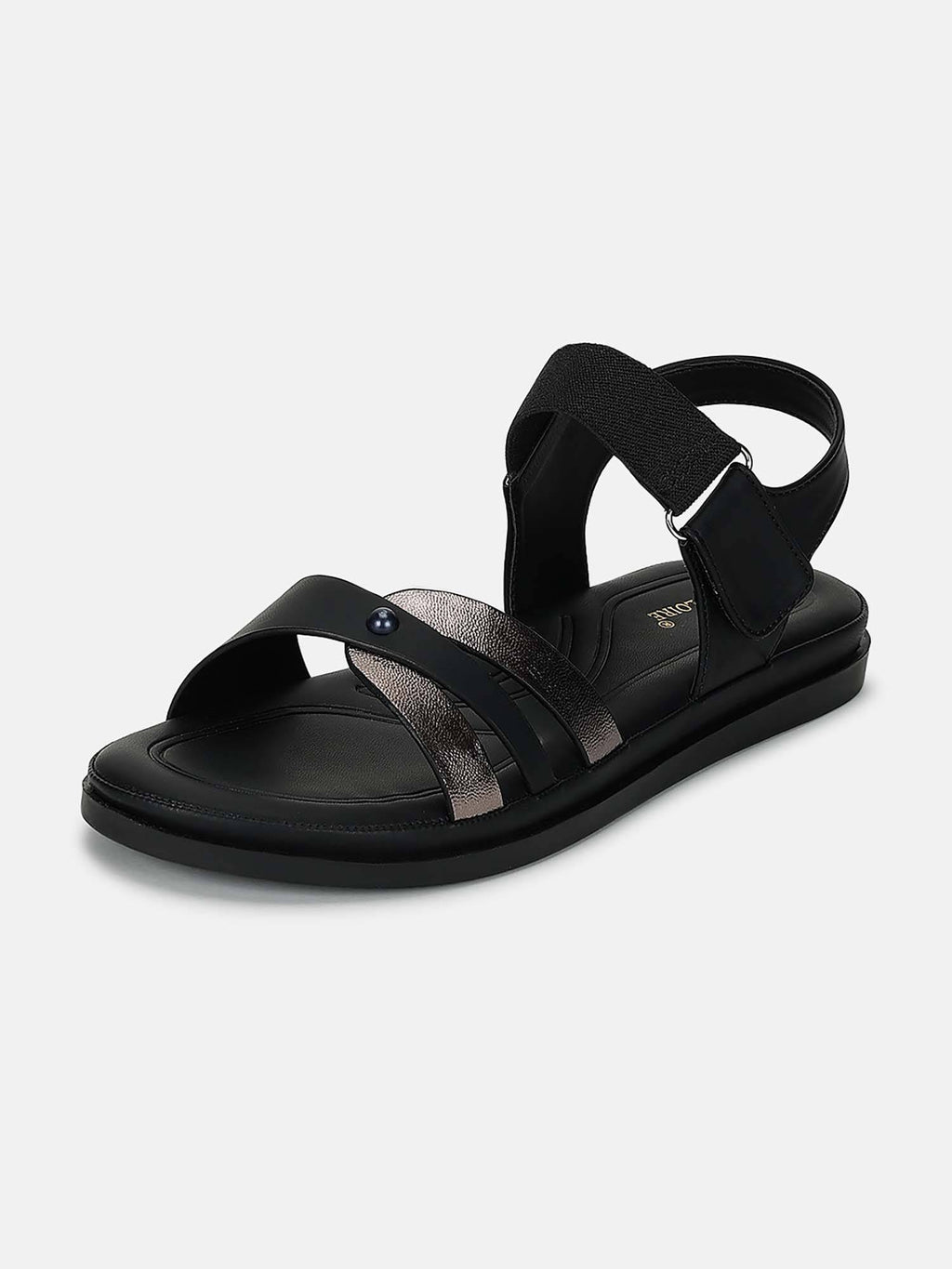 Women'S Black Velcro Sandals | SD89 - view 5