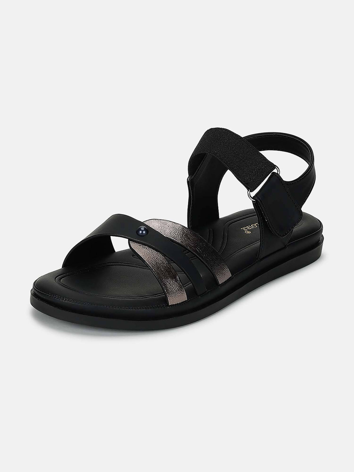 Women'S Black Velcro Sandals | SD89 - view 5
