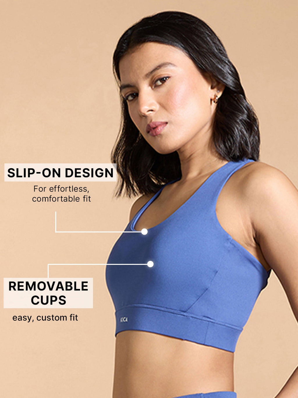 Mid-Impact Strappy Sports Bra with Removable Pads in KICASKN™ Fabric KIC102-Neon Yellow | sb09 - view 19