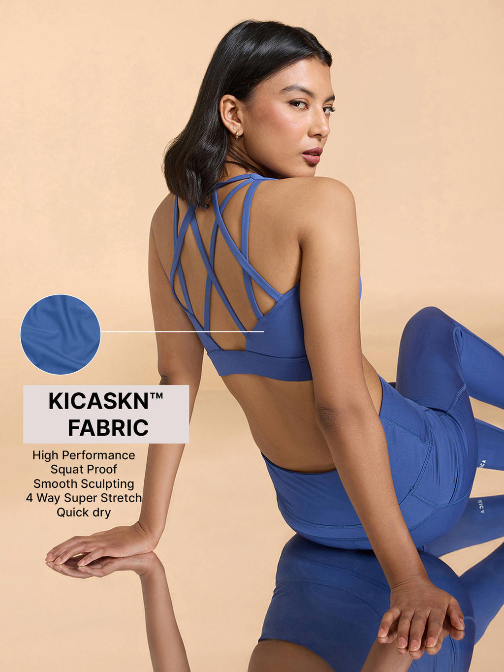 Mid-Impact Strappy Sports Bra with Removable Pads in KICASKN™ Fabric | sb09 - view 30