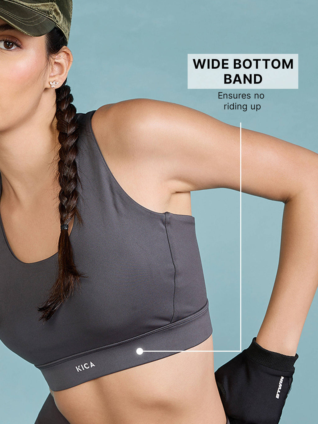 Mid-Impact Strappy Sports Bra with Removable Pads in KICASKN™ Fabric KIC102-Neon Yellow | sb09 - view 9