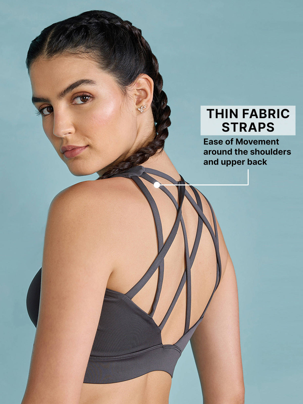Mid-Impact Strappy Sports Bra with Removable Pads in KICASKN™ Fabric KIC102-Pink Printed | sb09 - view 16