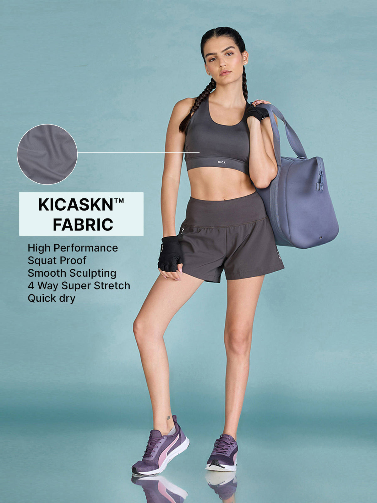 Mid-Impact Strappy Sports Bra with Removable Pads in KICASKN™ Fabric KIC102-Neon Yellow | sb09 - view 11