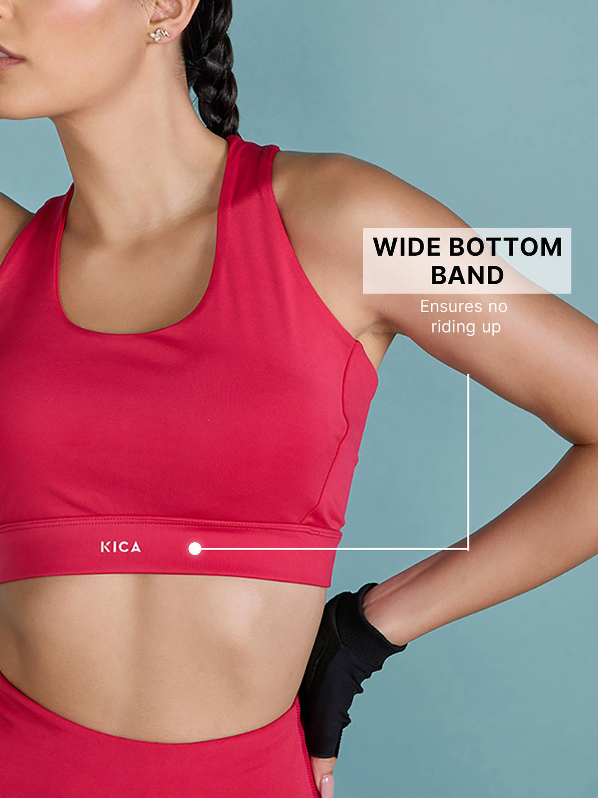 Mid-Impact Strappy Sports Bra with Removable Pads in KICASKN™ Fabric KIC102-Neon Yellow | sb09 - view 15
