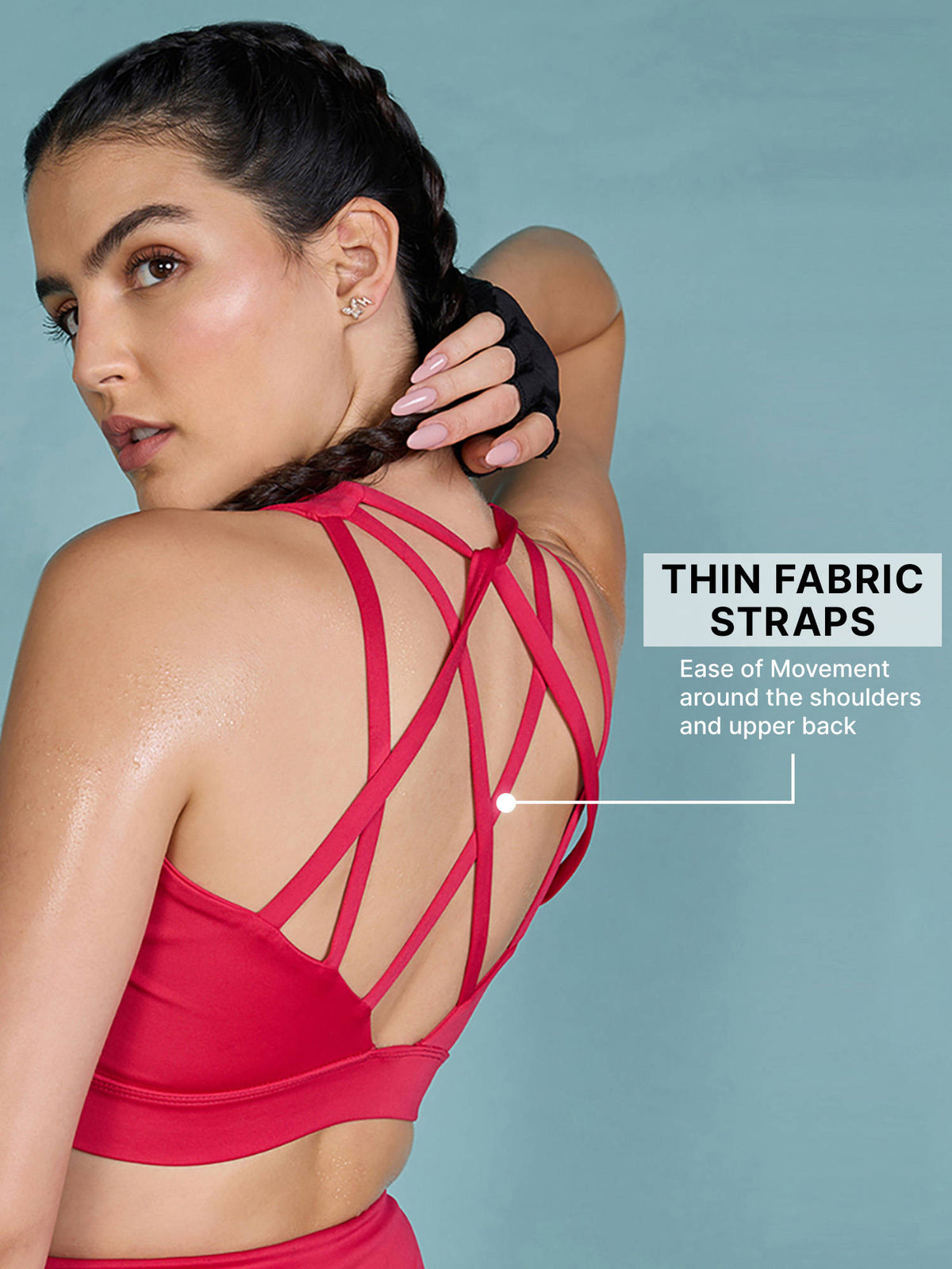 Mid-Impact Strappy Sports Bra with Removable Pads in KICASKN™ Fabric KIC102-Neon Yellow | sb09 - view 16