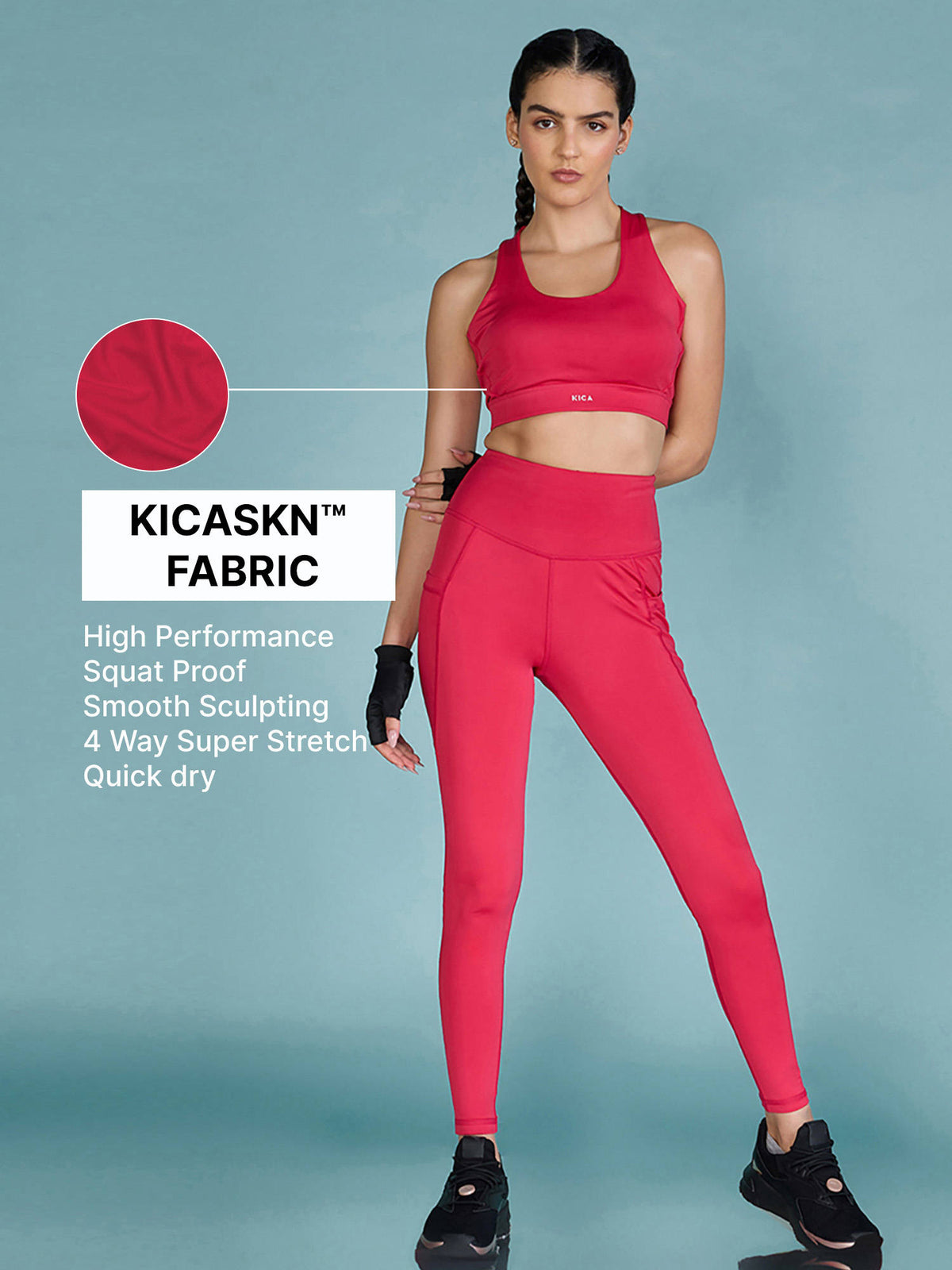 Mid-Impact Strappy Sports Bra with Removable Pads in KICASKN™ Fabric KIC102-Neon Yellow | sb09 - view 17