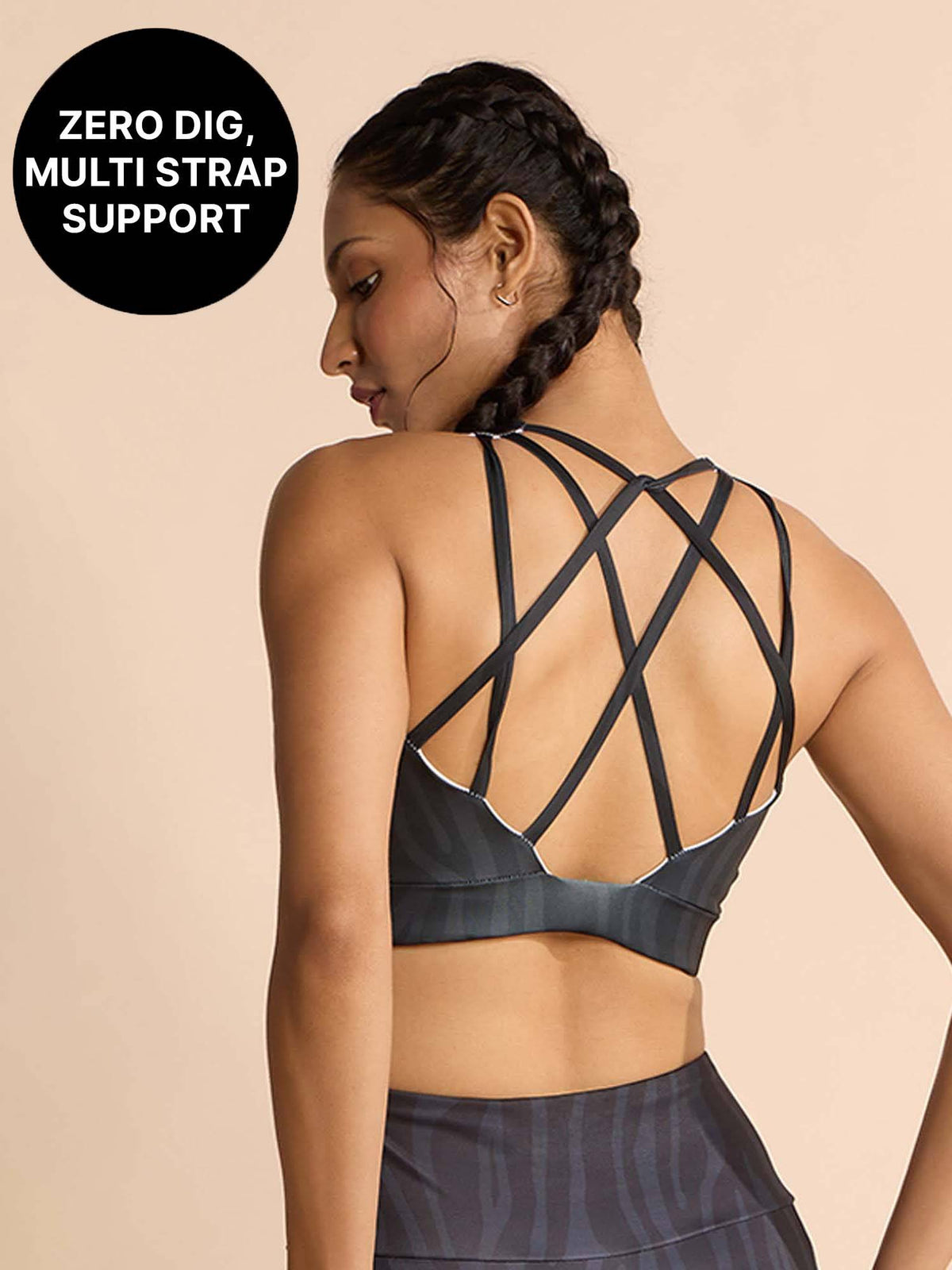 Mid-Impact Strappy Sports Bra with Removable Pads in KICASKN™ Fabric KIC102-Neon Yellow | sb09 - view 24