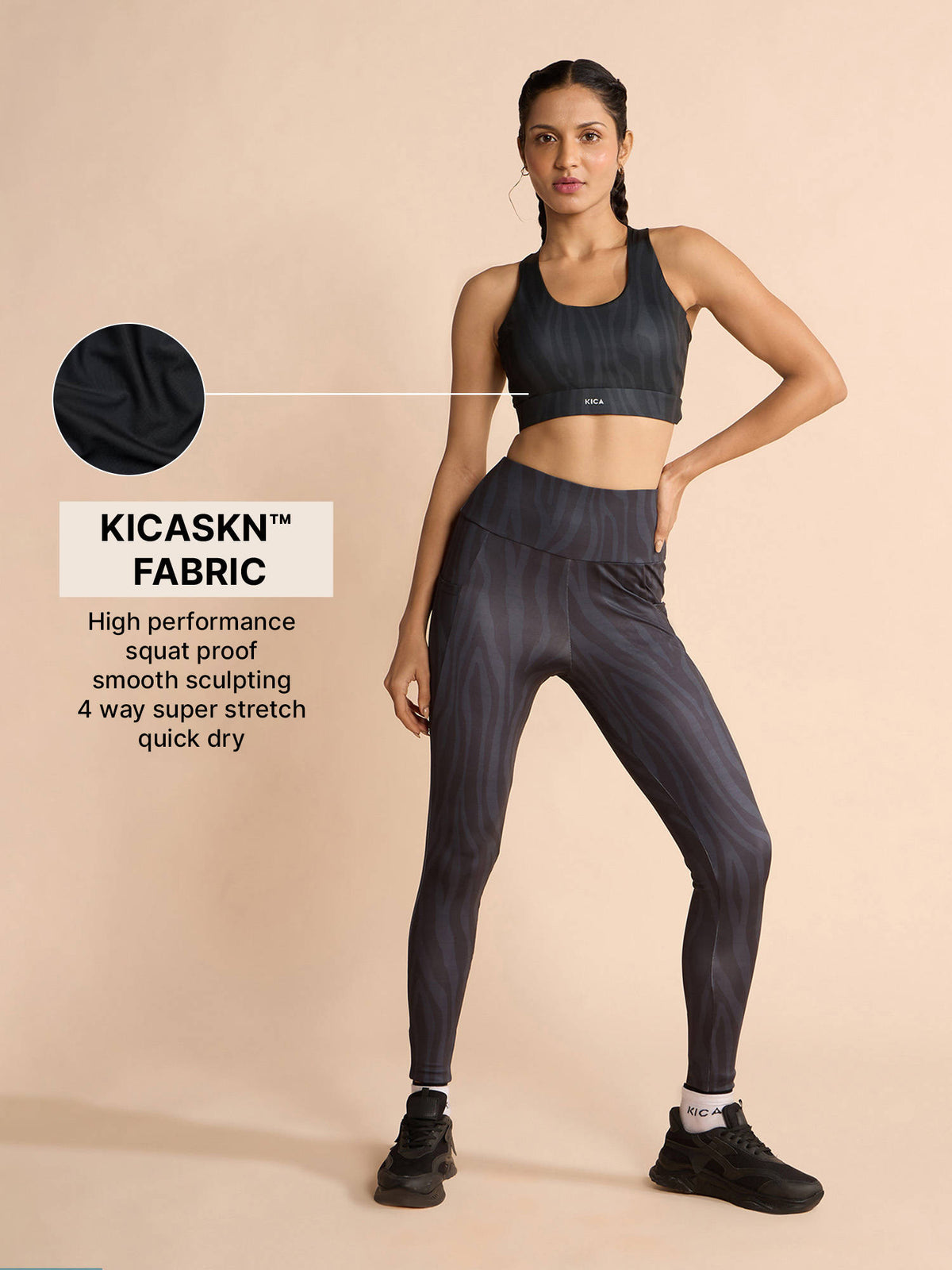 Mid-Impact Strappy Sports Bra with Removable Pads in KICASKN™ Fabric | sb09 - view 7