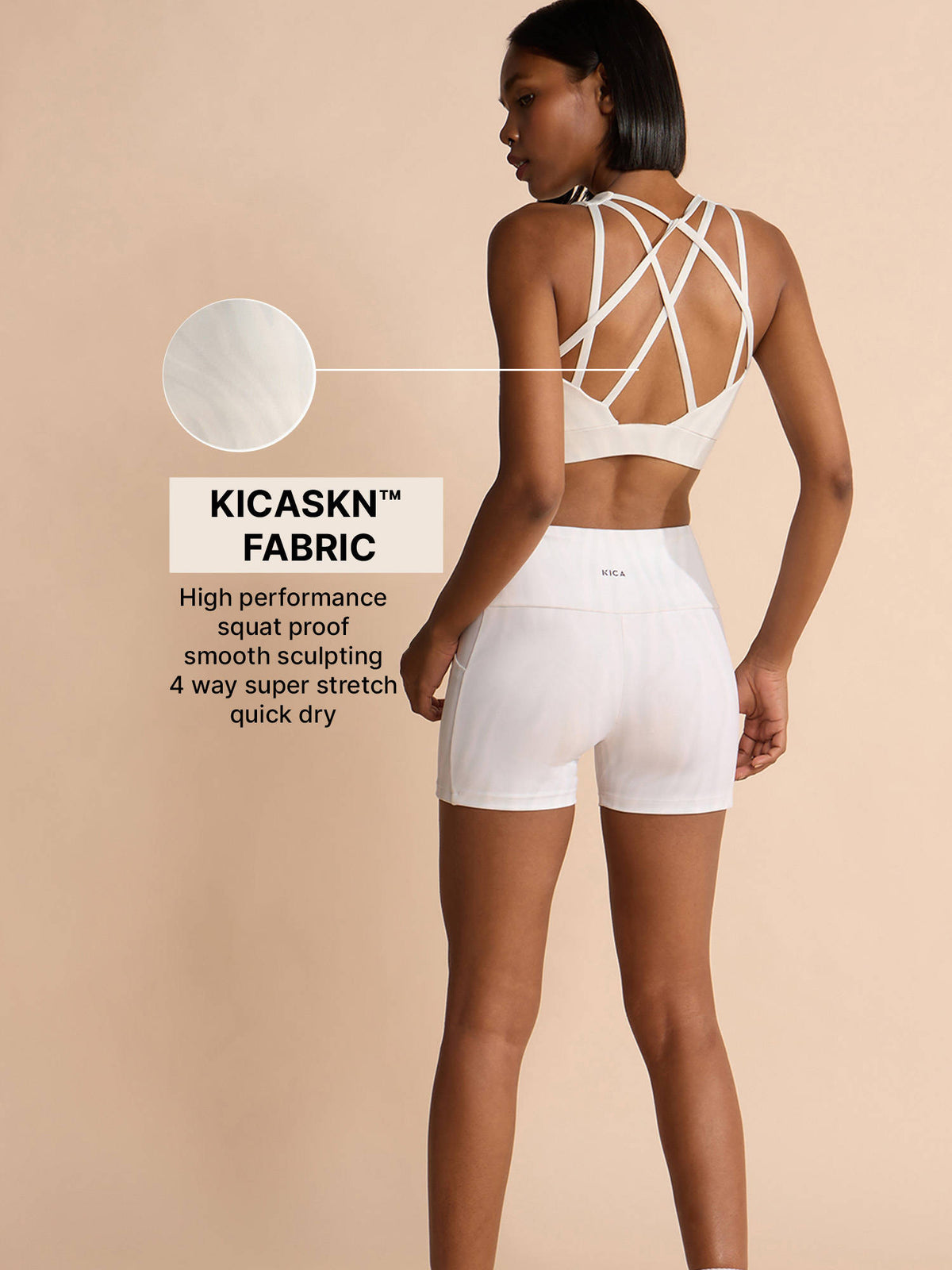 Mid-Impact Strappy Sports Bra with Removable Pads in KICASKN™ Fabric KIC102-Neon Yellow | sb09 - view 36
