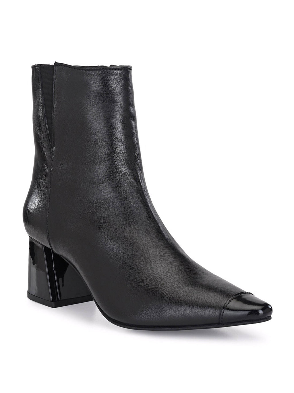 Solid Black Leather Ankle Boot | BT61 - view 1