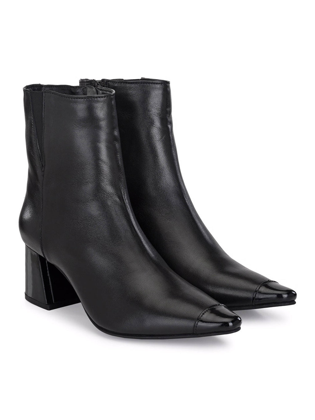 Solid Black Leather Ankle Boot | BT61 - view 2