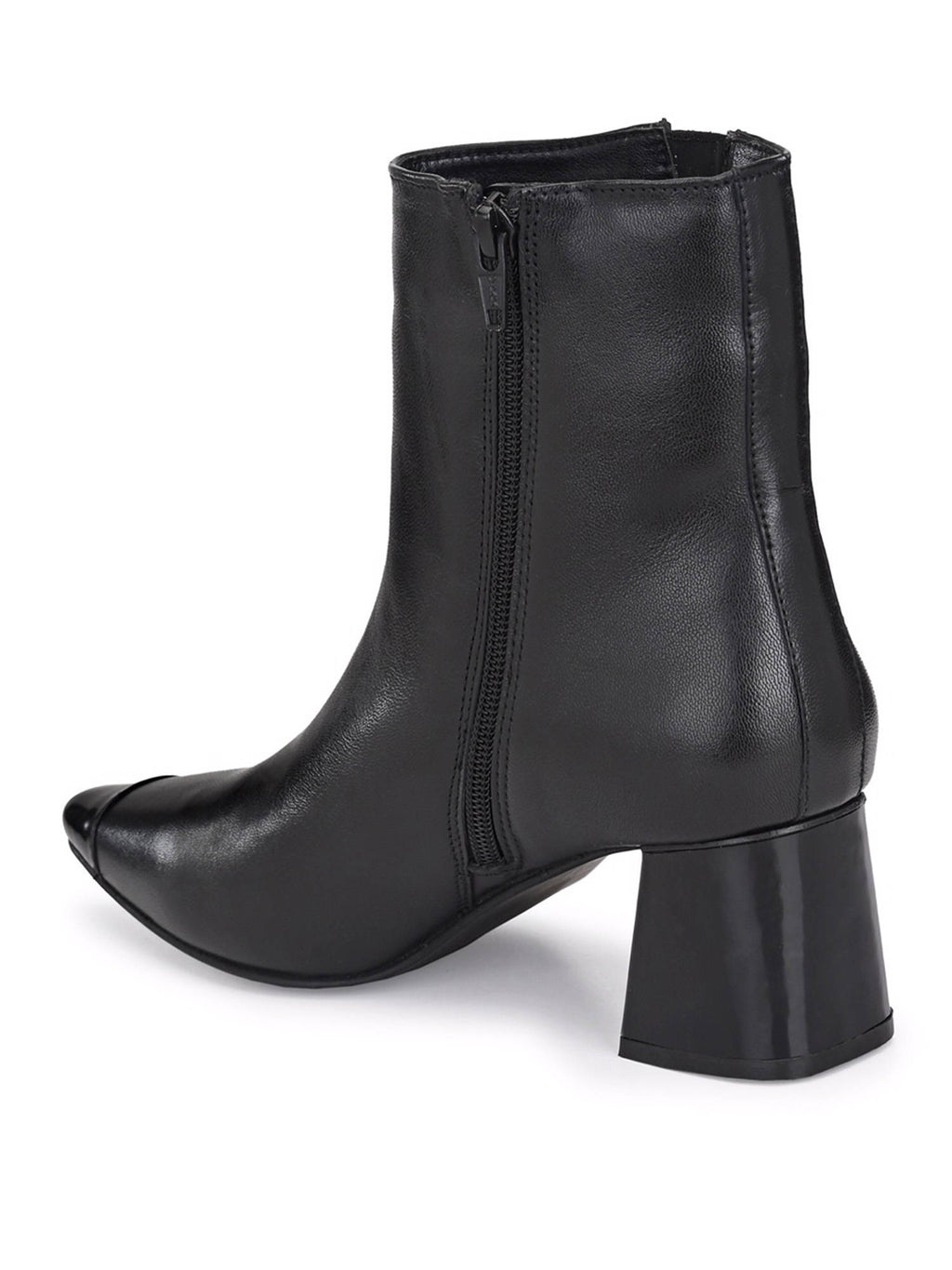 Solid Black Leather Ankle Boot | BT61 - view 5