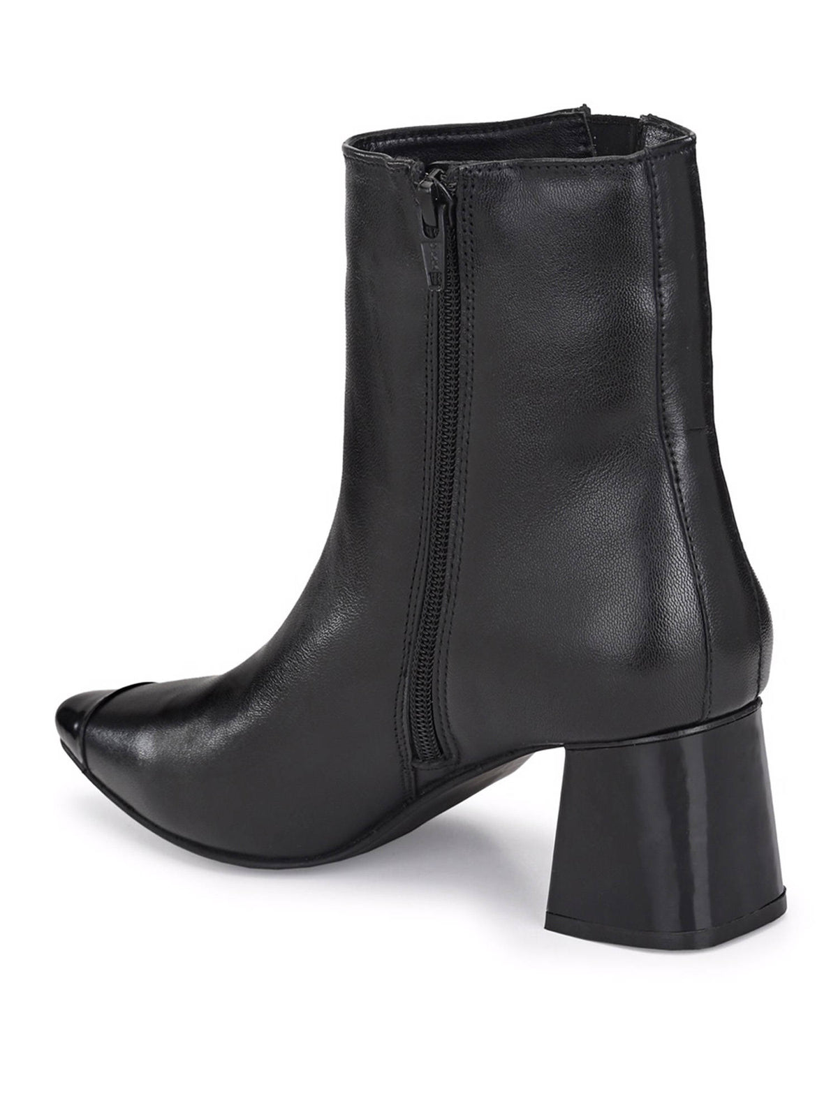 Solid Black Leather Ankle Boot | BT61 - view 5