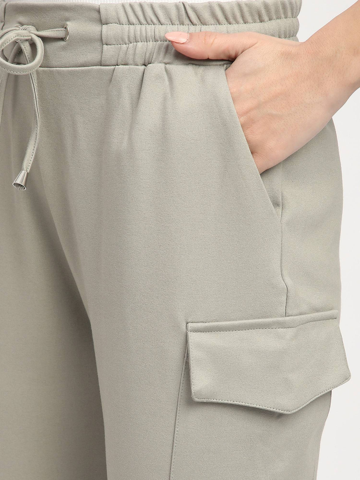 Grey Solid Relaxed Joggers | WJ89 - view 5