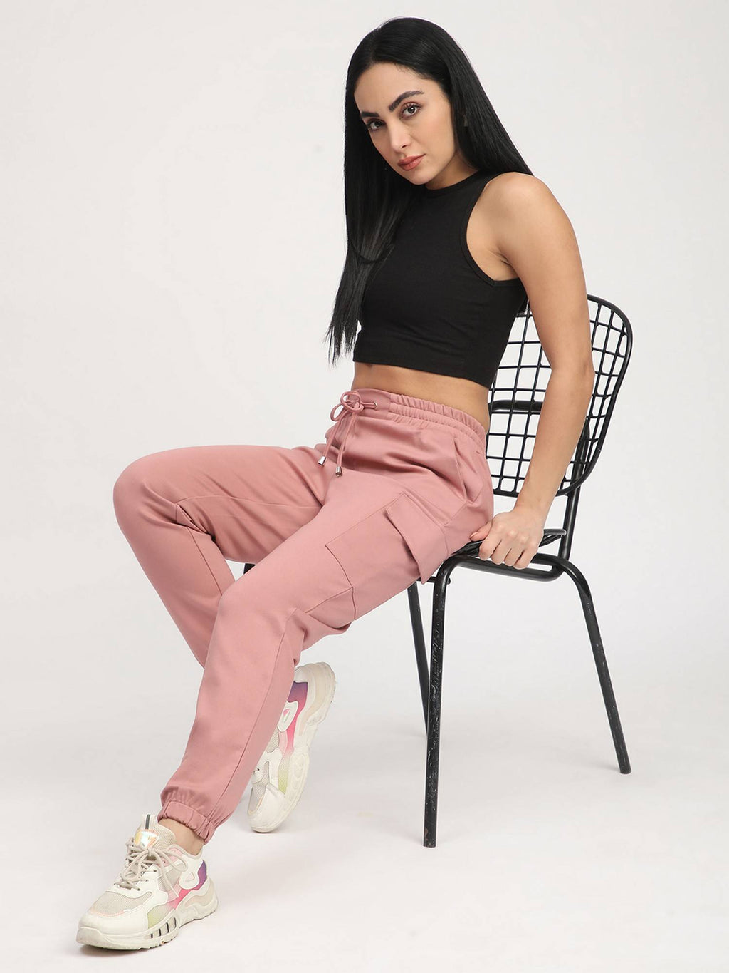 Black Solid Relaxed Joggers | WJ89 - view 12