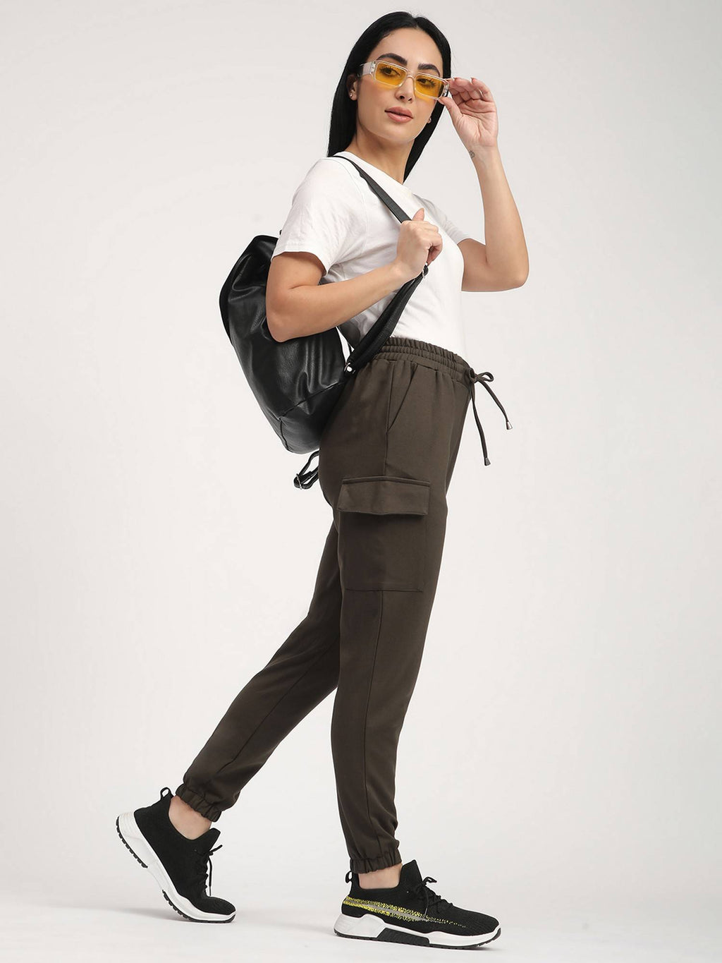 Olive Solid Relaxed Joggers | WJ89 - view 2
