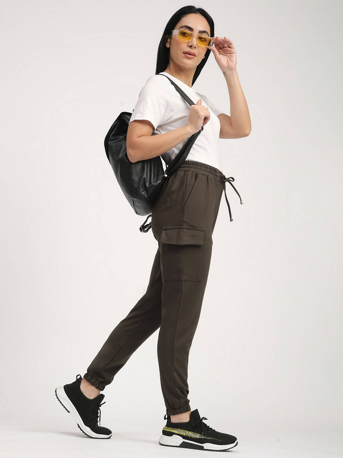 Olive Solid Relaxed Joggers | WJ89 - view 2