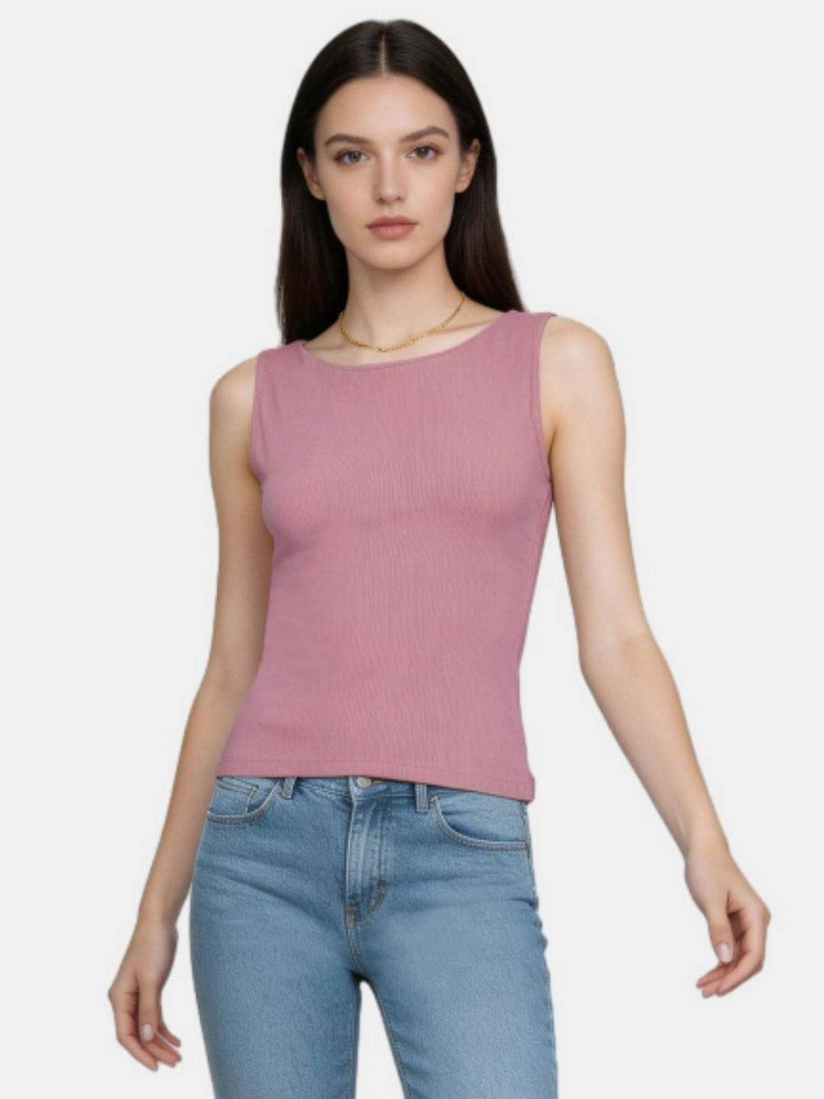 Brown Solid Regular Fit Tank Top | TT98 - view 6