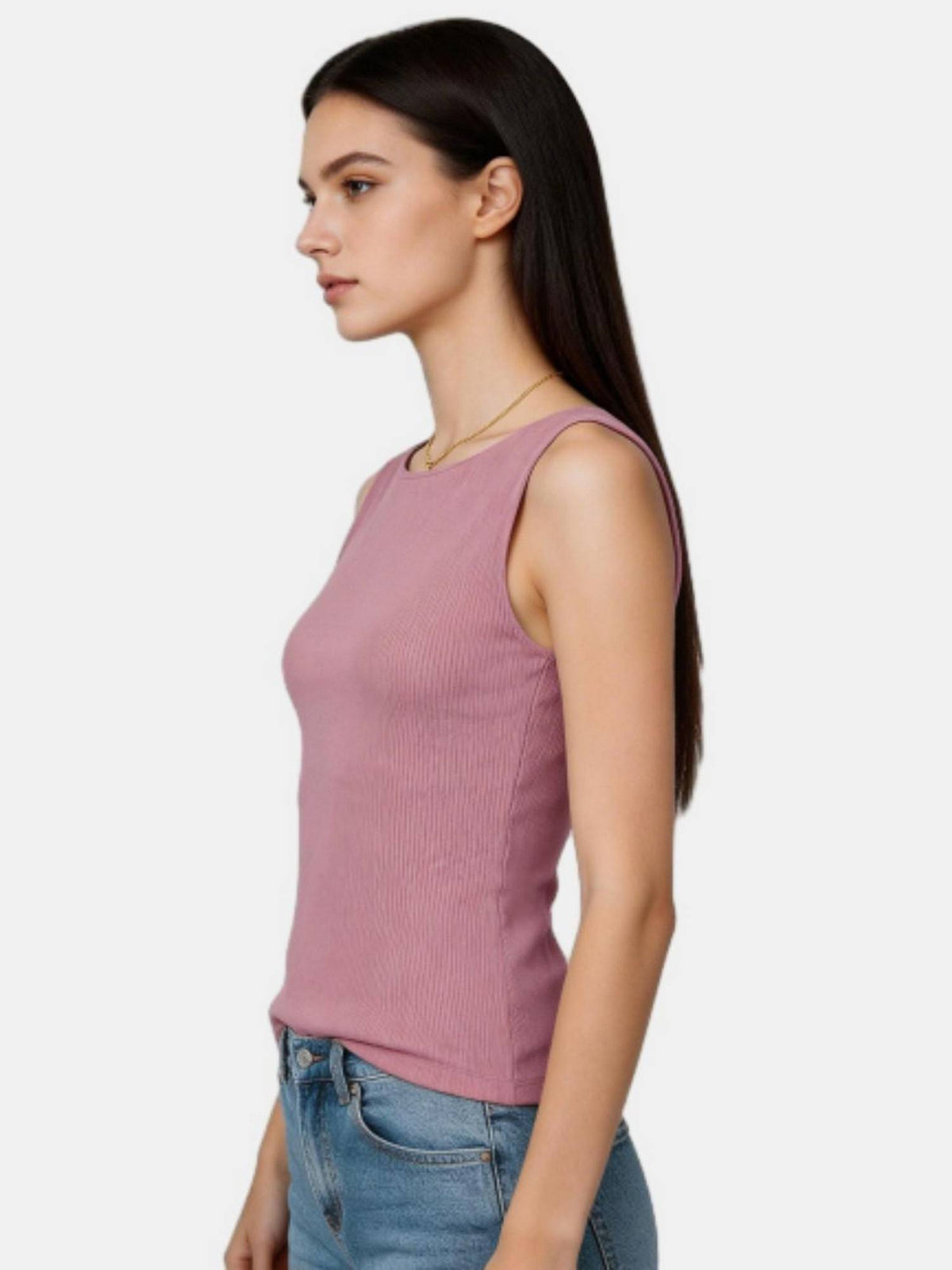 White Solid Regular Fit Tank Top | TT98 - view 13