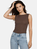 Brown Solid Regular Fit Tank Top | TT98 - view 1