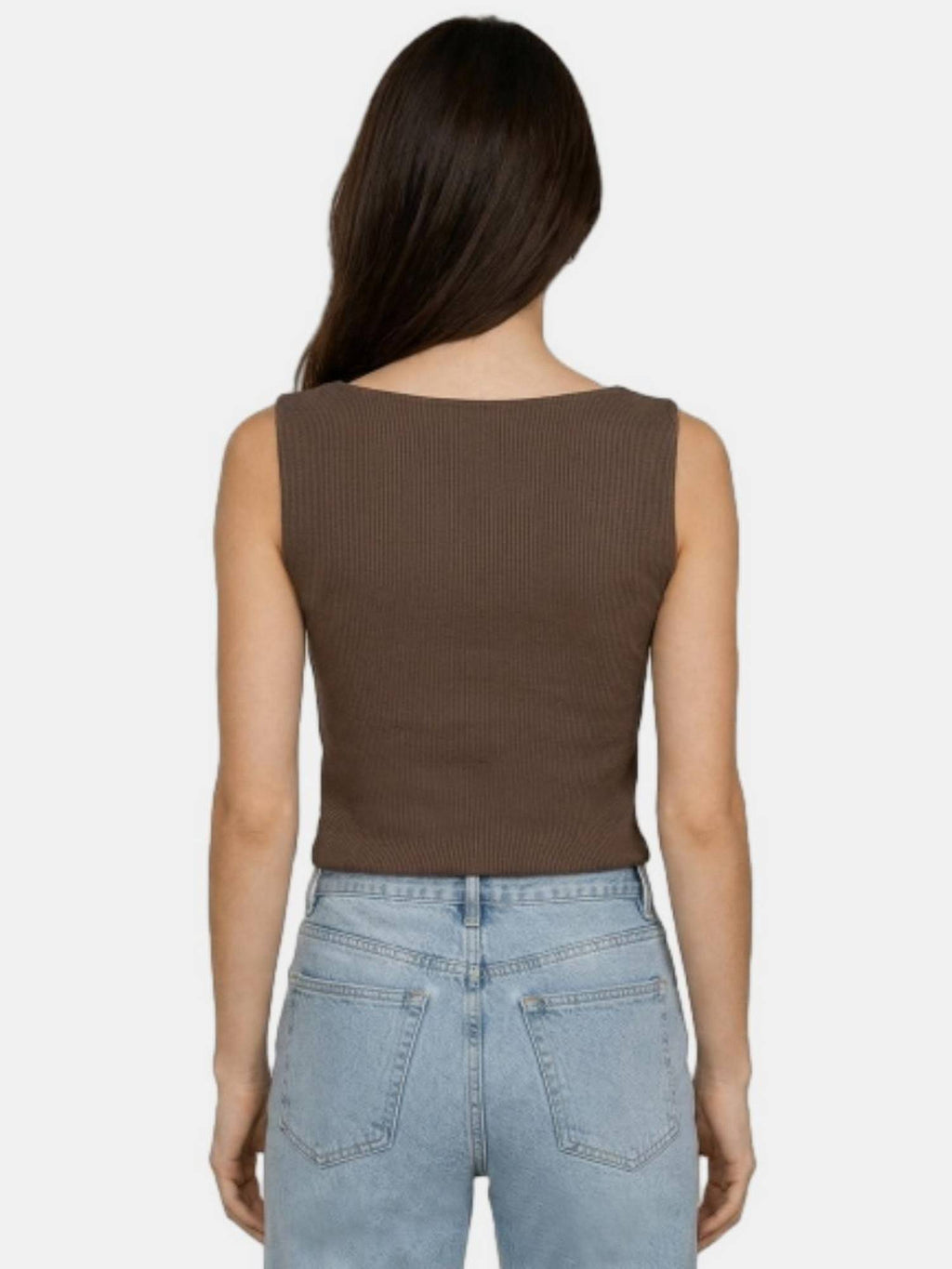 Brown Solid Regular Fit Tank Top | TT98 - view 2